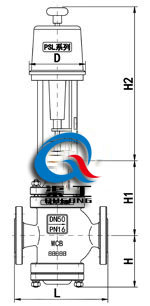 电动双座调节阀配PSL执行器尺寸图
