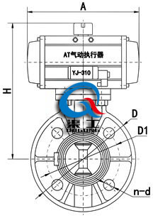 气动塑料蝶阀 (尺寸图)