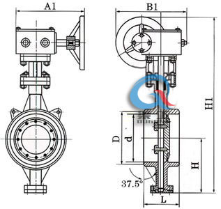 D363H硬密封焊接蝶阀 (结构图)