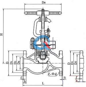 国标法兰截止阀(尺寸图)