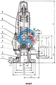 WA42Y波纹管背压平衡安全阀 (主要连接尺寸)