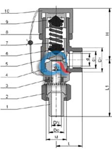A21H/F/W弹簧微启式外螺纹安全阀 (主要连接尺寸)